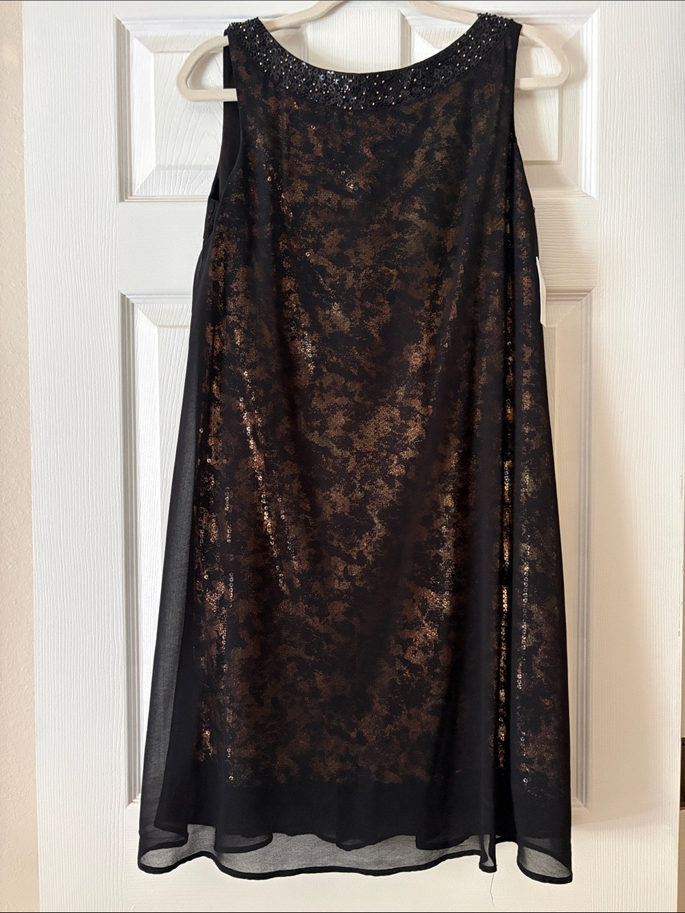 Jessica Simpson Black and Bronze Sequin Midi Dress